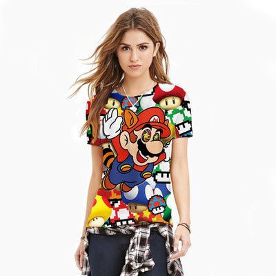 3D Printed Mario Cartoon T-Shirt for Men and Women