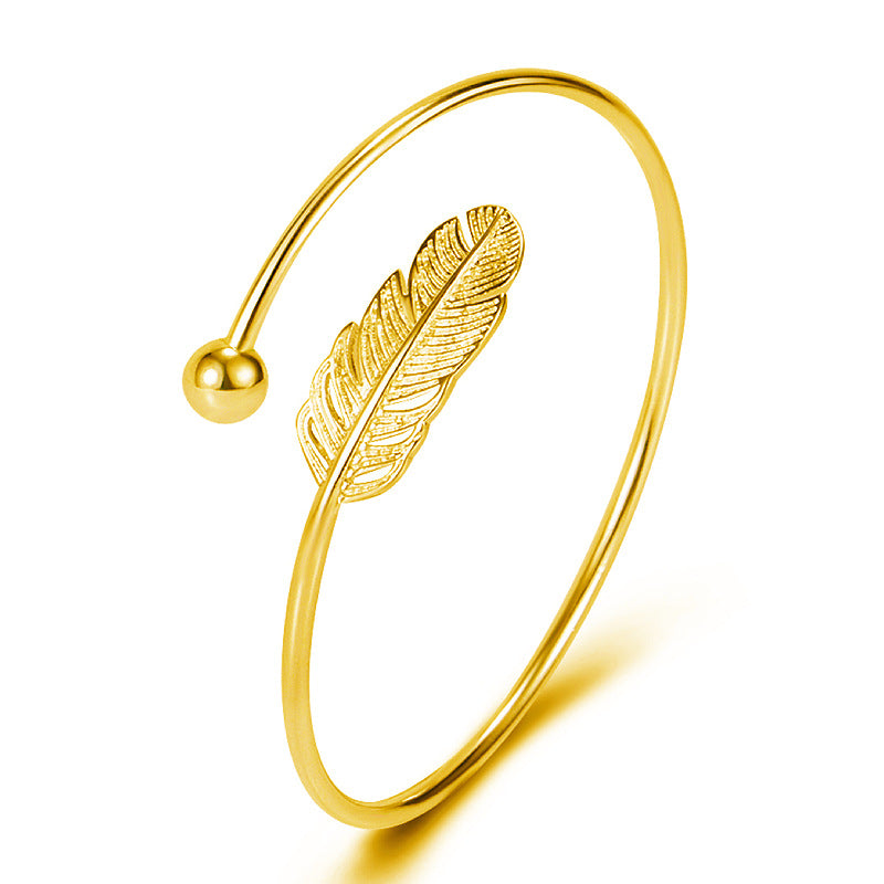 925 Plated Vintage Feather Bracelet for Women