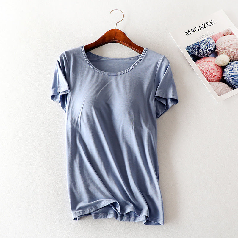 Modal Short Sleeve T-Shirt with Chest Pads for Women