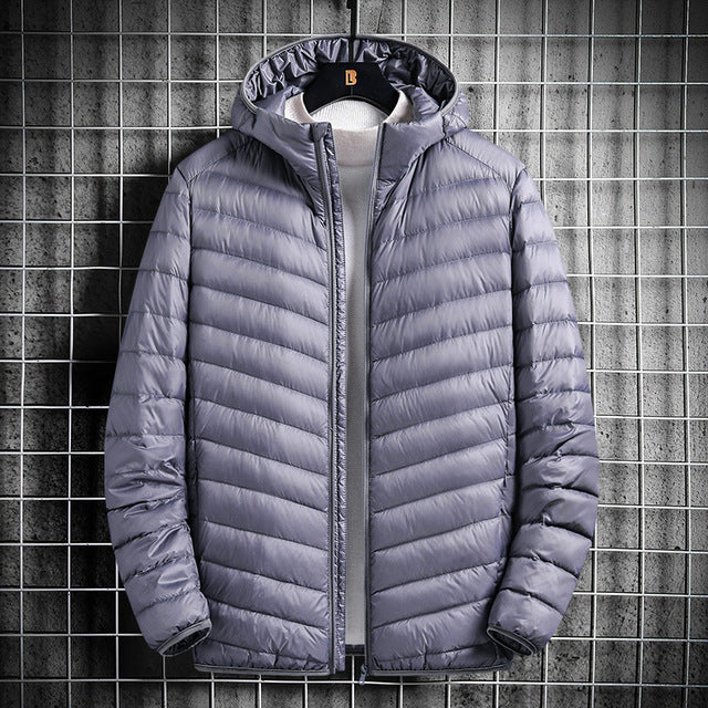 Men’s Warm Lightweight White Duck Down Jacket – USA