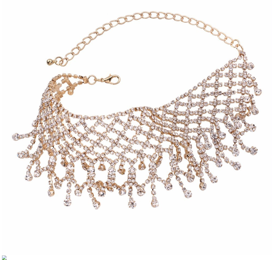 Rhinestone Tassel Necklace