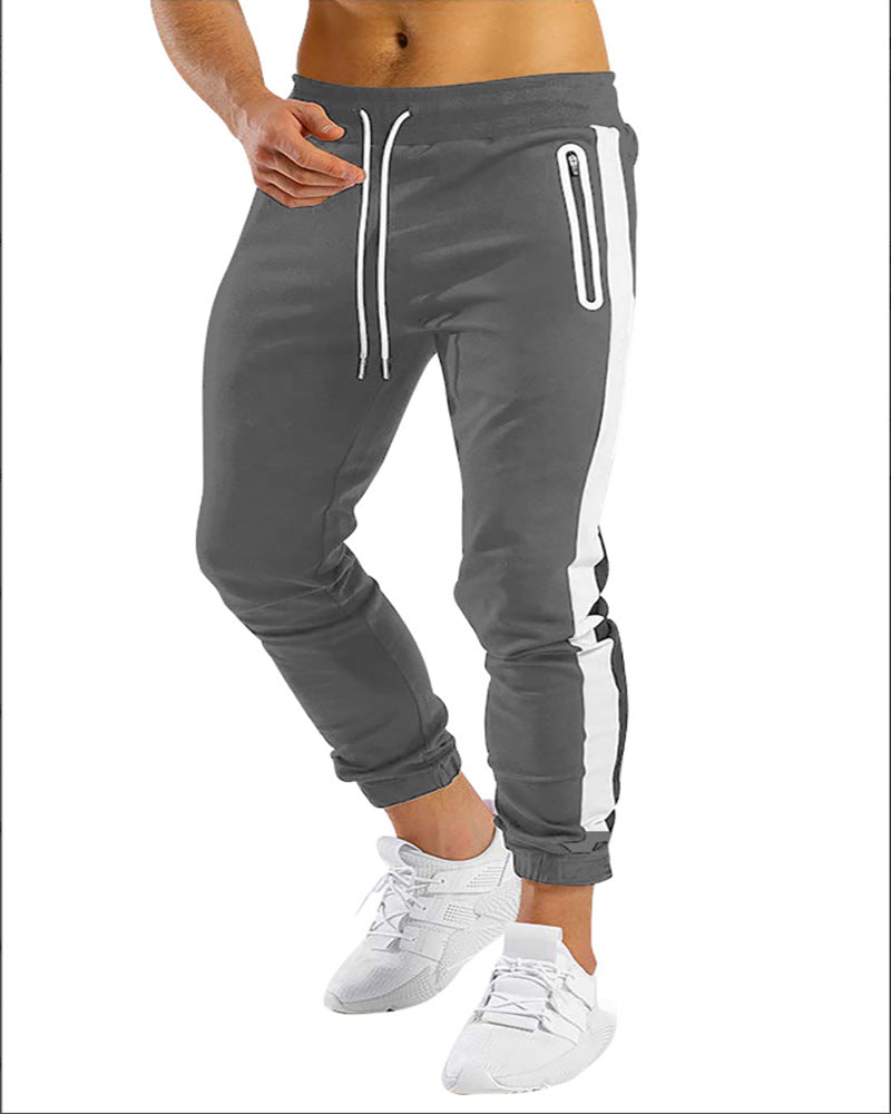 Men’s Running Fitness Trousers – Side Contrast Velcro Athletic Pants