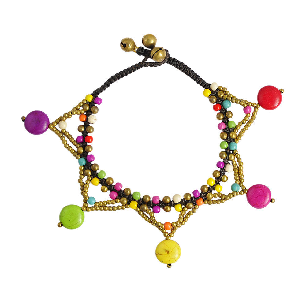 Five-Star Multicolor Turquoise Bell Anklet