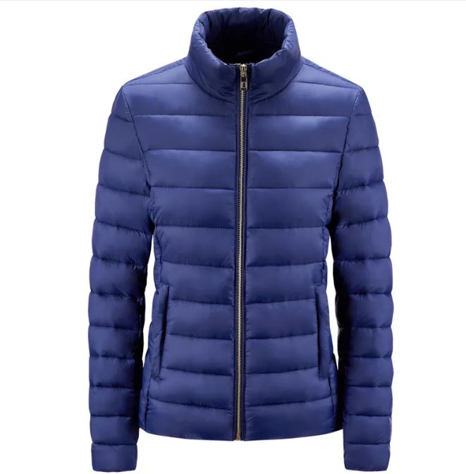 Women’s Stand-Up Collar Puffer Jacket – Warm Minimalist Winter Coat, 5 Colors, M–3XL