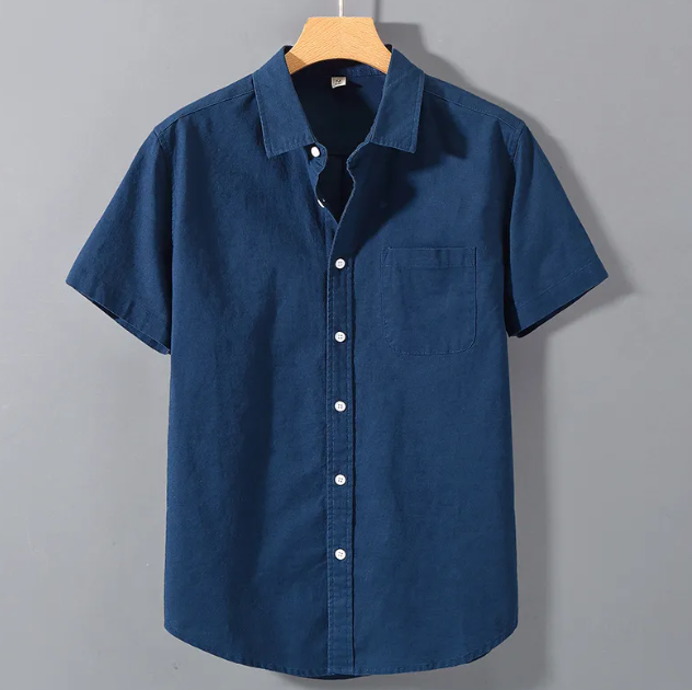 Men’s Breathable Hemp Blend Lapel Shirt – Relaxed Fit Short Sleeve Summer Shirt, M–4XL