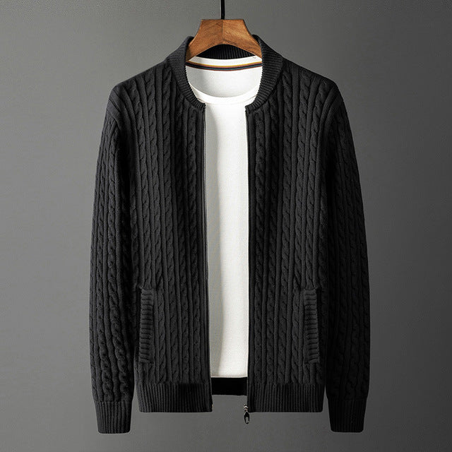 Men’s Plus Size Striped Knitted Cardigan Jacket – Casual Button-Up Sweater M–4XL