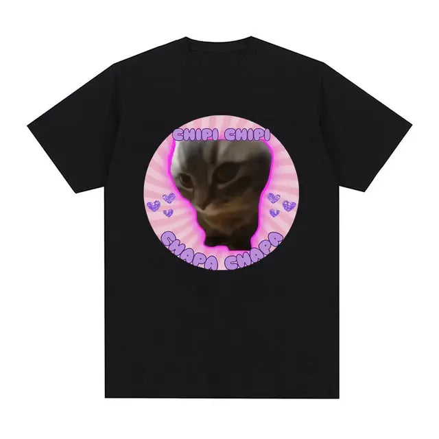 Humorous Cat Memory T-Shirt for Women - Summer Style