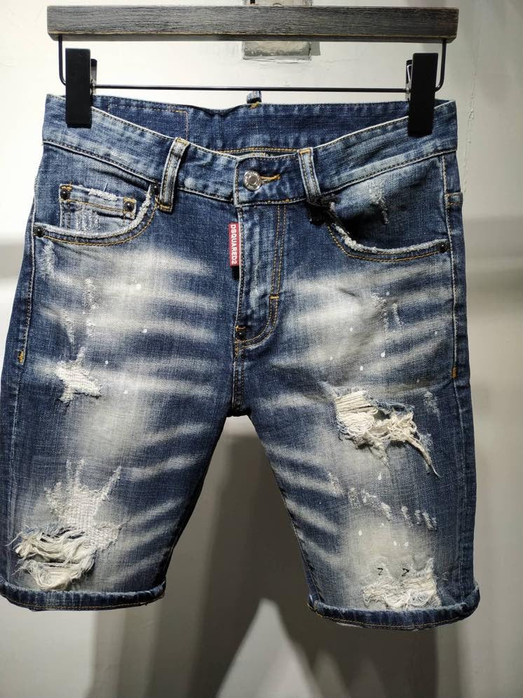 Men’s Fashion Denim Shorts – Cotton Mid-Waist Straight-Leg Blue Jean Shorts, Sizes 28–38