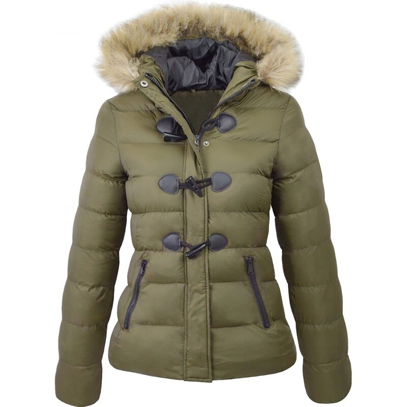 Women’s Horn Buckle Cotton Blend Coat – Mid-Length Casual Jacket, S–3XL