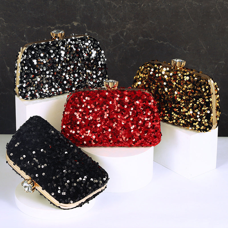 Fashion Sequined Evening Clutch Bag for Women – Elegant Gold Party & Wedding Handbagmen