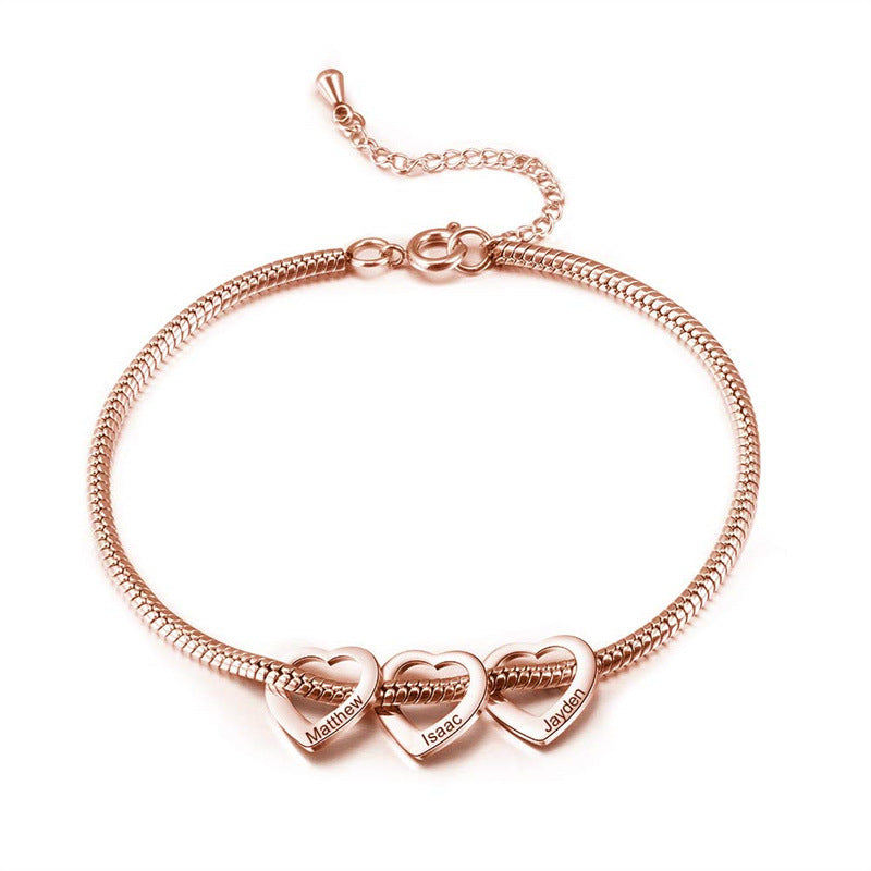 Personalized Adjustable Stainless Steel Heart Anklet