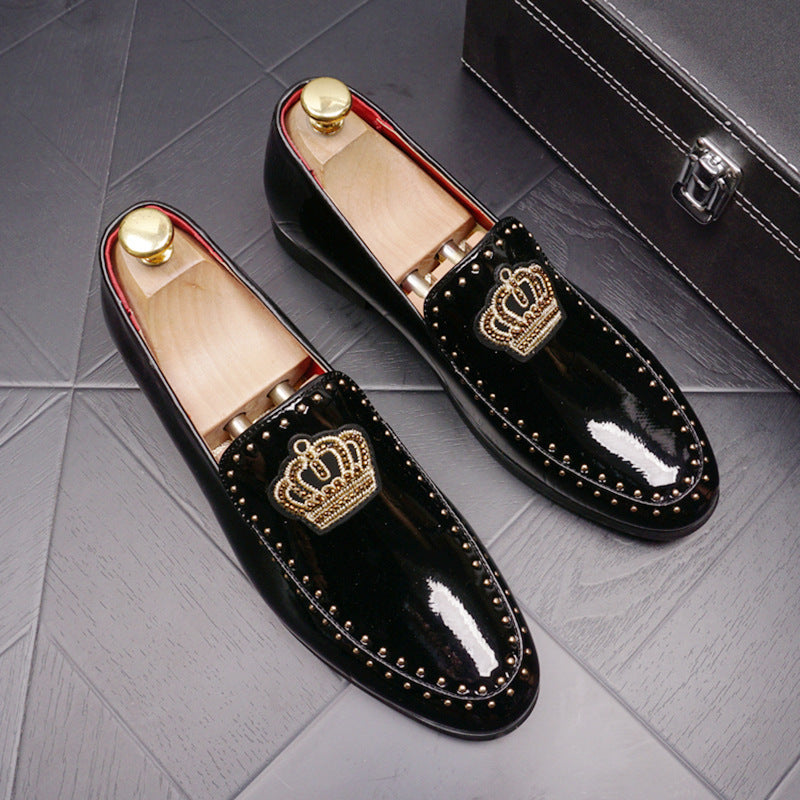 Men’s Retro Pointed-Toe Leather Loafers – Classic Slip-On Dress Shoes