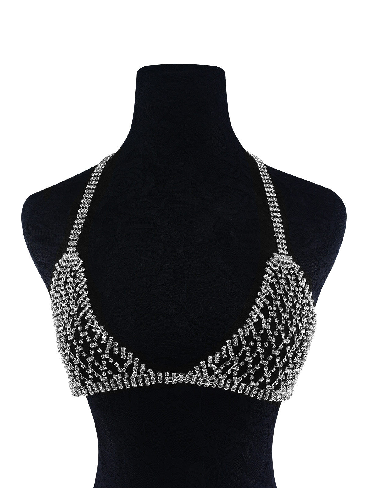 Exaggerated Rhinestone Body Chain – Diamond-Encrusted Bikini Necklace