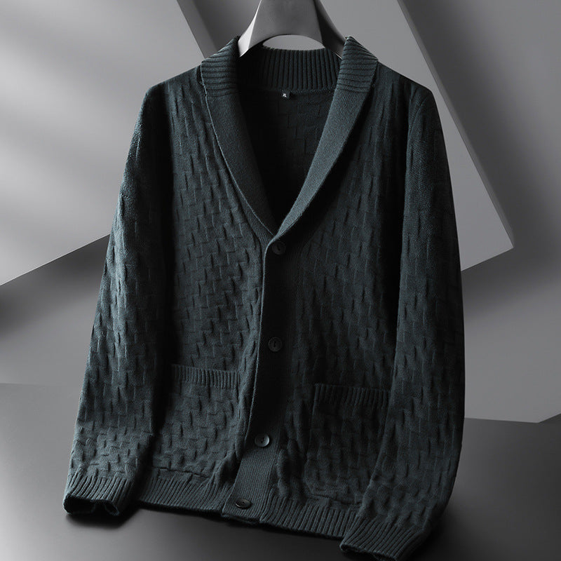 Men’s Plus Size V-Neck Knitted Cardigan Jacket – Loose Fit Casual Sweater
