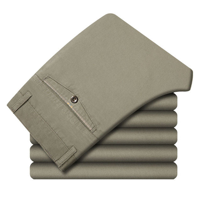 Men’s Stretch Cotton Suit Pants – Slim Summer Business Casual Trousers