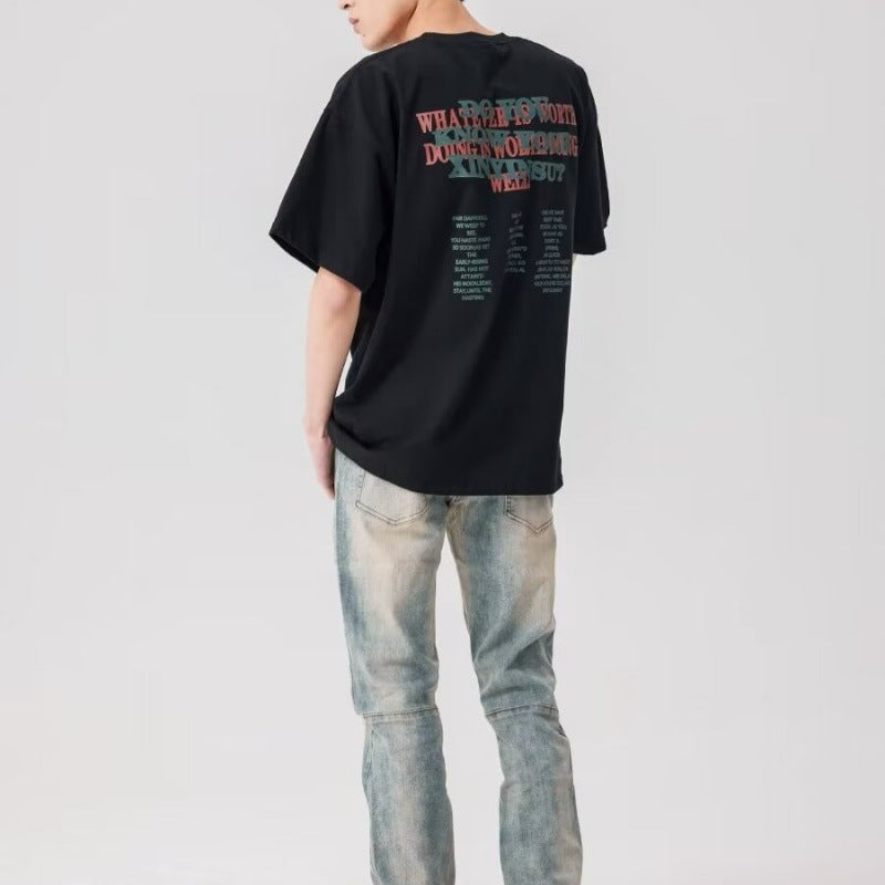 Straight-Leg Vintage Washed Zipper Jeans – Non-Stretch Long Denim Pants, Sizes 30–36