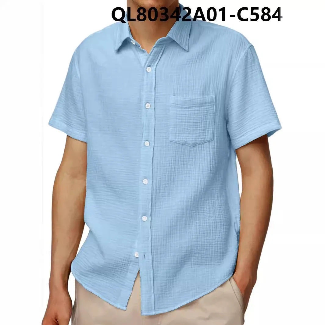 Men’s Short Sleeve Loose Lapel Shirt – Breathable 4-Way Stretch Casual Shirt, S–5XL