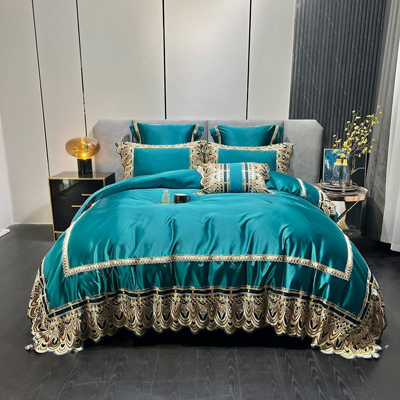 Luxury Belle Series Silk Cotton Bedding Set – 4-Piece Elegant Bed Set
