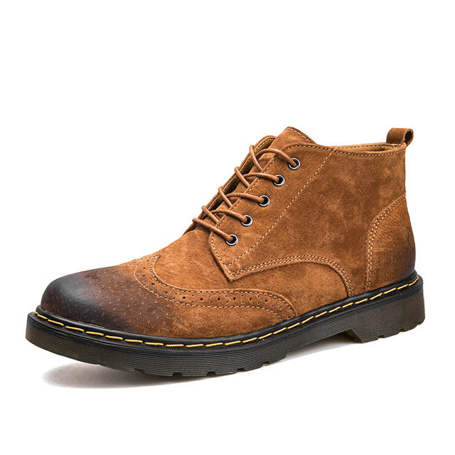Men’s Genuine Leather Ankle Boots – Vintage Casual Fashion Footwear