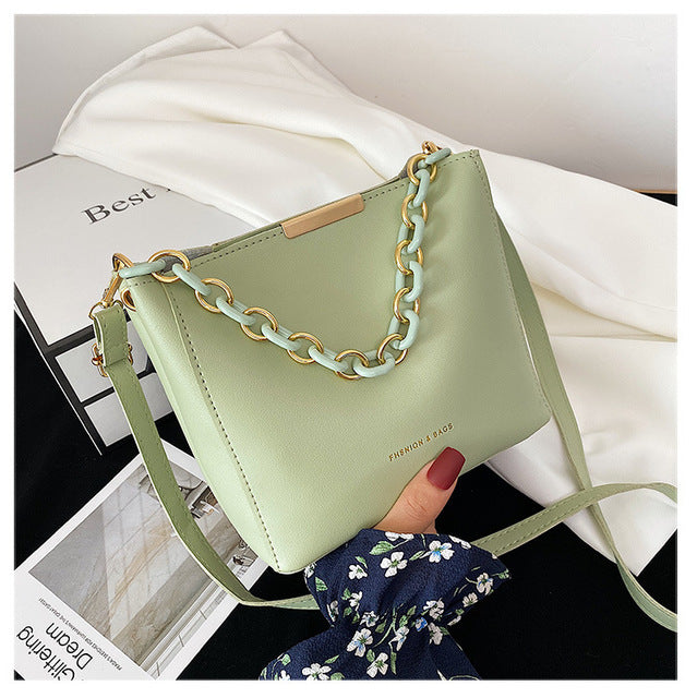 Solid Color PU Leather Tote Bag for Women – Compact Bucket Shoulder & Crossbody Bag
