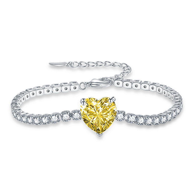 Women’s Vintage Heart Zircon Bracelet – Colorful Diamond-Style Fashion Jewelry