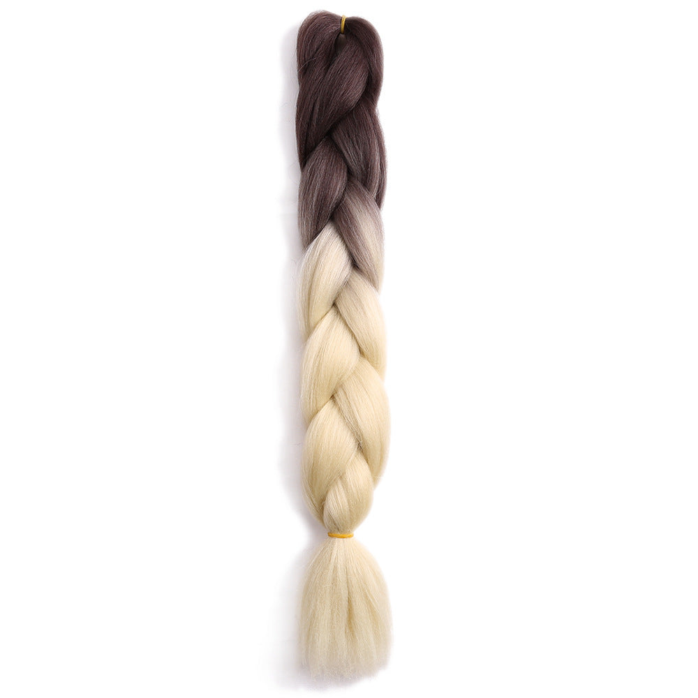Jumbo Braided Wig for Women – Black Gradient High-Heat Synthetic Braids, 64 Colors