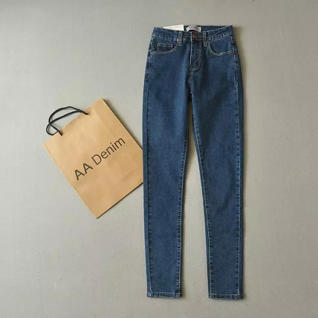 Women’s High-Waisted Stretch Skinny Jeans – Cotton-Rich Slim Ankle Denim, Sizes 25–29