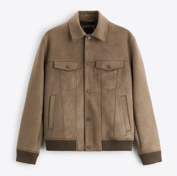 Men’s Suede Velvet Commuter Jacket – British-Inspired Smart Casual Coat, S–XL