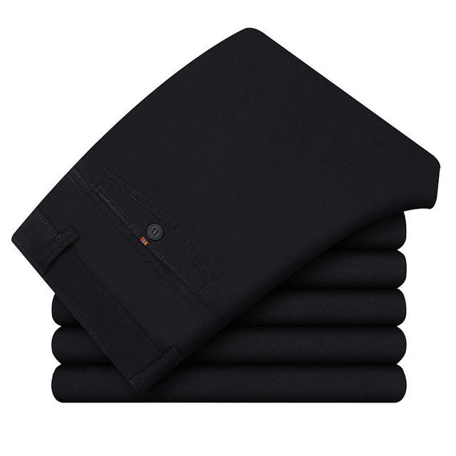 Men’s Stretch Cotton Suit Pants – Slim Summer Business Casual Trousers