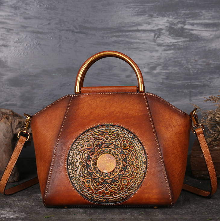 Embossed Genuine Leather Tote Bag for Women – Elegant Large-Capacity Shoulder Handbag