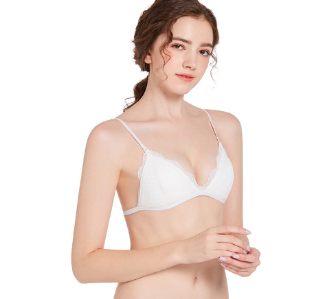 Women’s Lace Triangle Cup Sports Bra – Wireless Seamless Comfort Bra