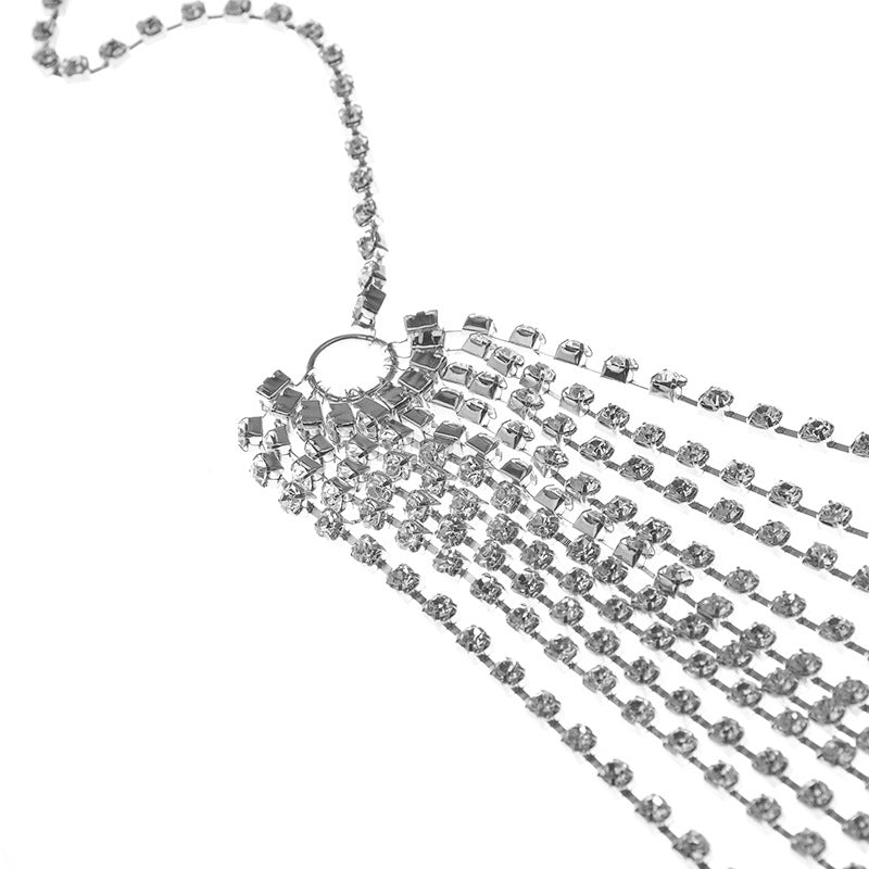 Women’s Rhinestone Heart Body Chain – Adjustable Gold & Silver Chest Jewelry, 21–50cm