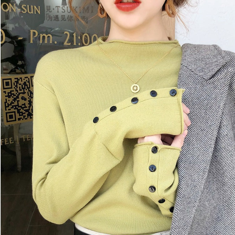 Women’s Fall Half-Turtleneck Knit Sweater – Loose Long Sleeve Casual Pullover