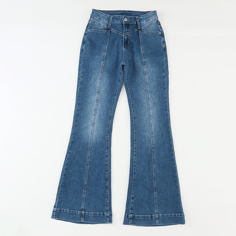Women’s High-Waisted Flared Jeans – Casual Slim-Fit Bell Bottom Denim