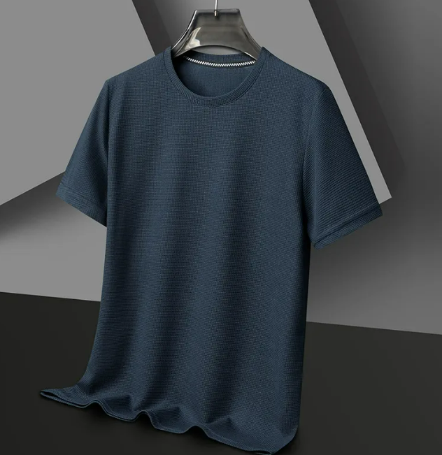 Men’s Solid Color Polyester Round Neck T-Shirt – Lightweight Summer Casual Tee, M–3XL