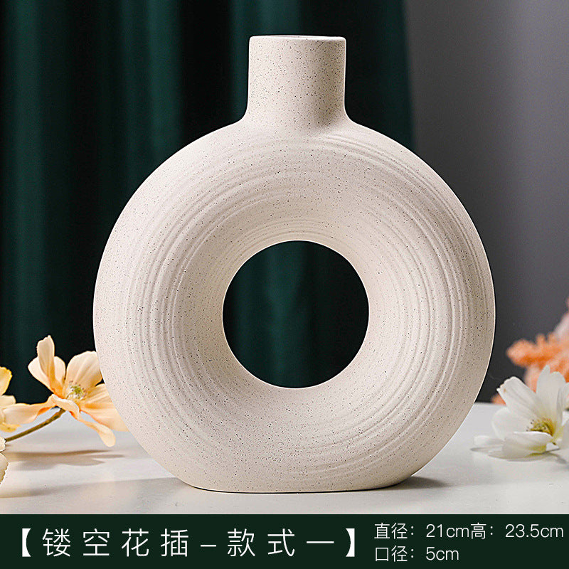 European Ceramic Flower Vase Collection – Textured Nordic Accent for Modern Home Decor