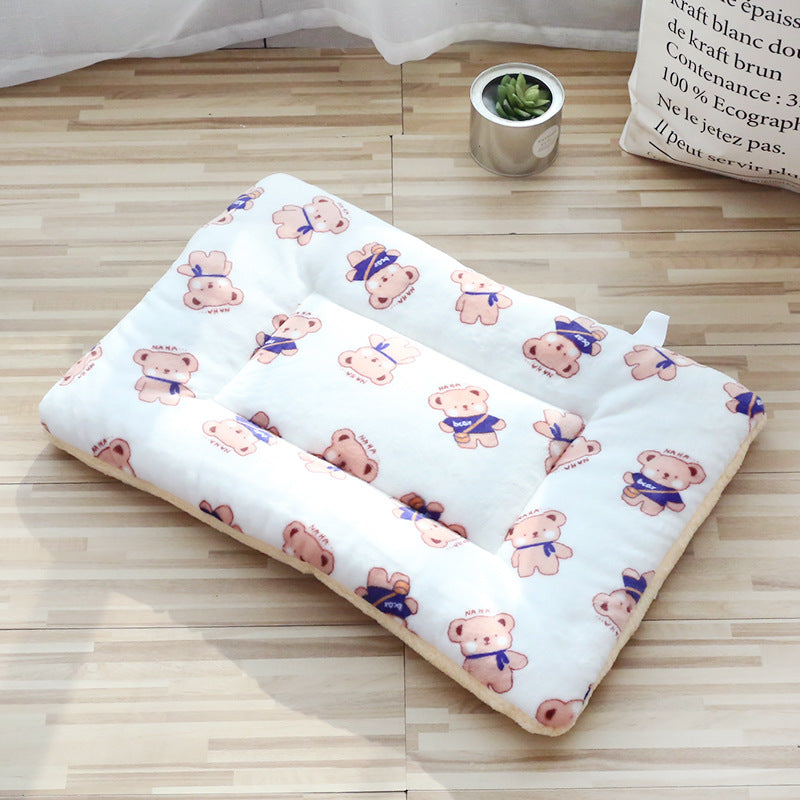 Thick Plush Pet Bed & Blanket – Warm Padded Cushion for Cats & Dogs