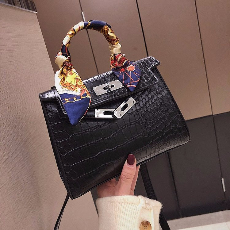 Fashionable Stone Pattern Tote Bag for Women – PU Shoulder & Crossbody Handbag with Secure Lock Closure