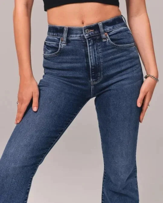 Women’s Casual Solid Color Jeans – Cotton Medium-Stretch Dark Blue & Light Gray Denim, S–4XL