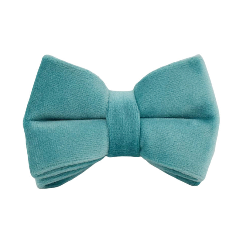 Turquoise Velvet Cat Collar with Bow & Bell – Soft Luxury Collar Set for Cats