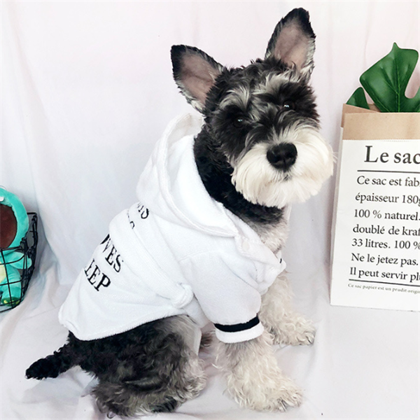 Hooded Dog Bathrobe Pajamas – Soft White Cozy Pet Clothing for Dogs