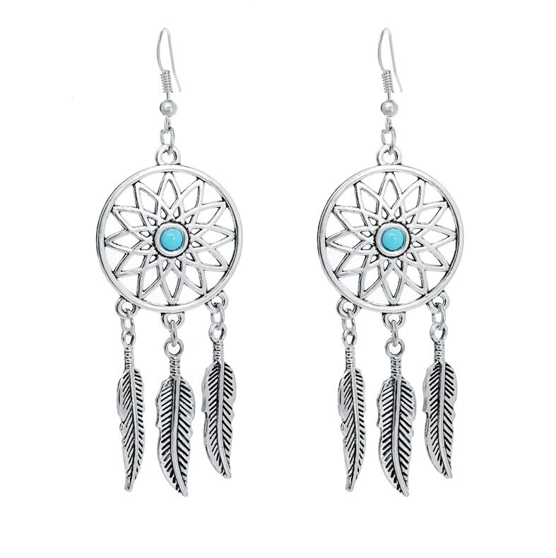 Dreamcatcher Feather Tassel Earrings for Women – Boho Long Dangle Earrings