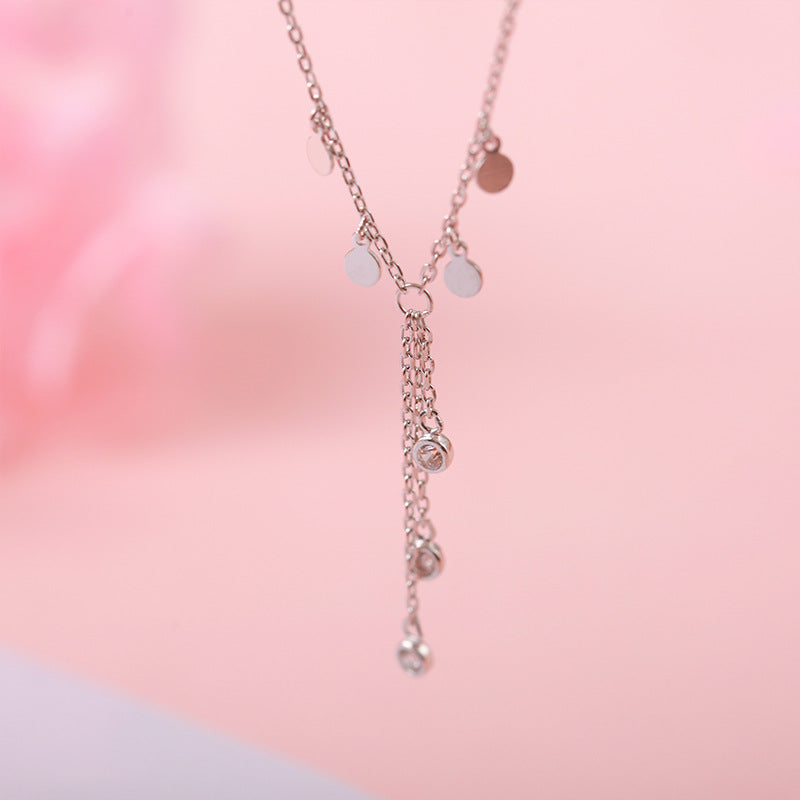 Mrs. Zeng Silver Plated Circle Tassel Choker Necklace