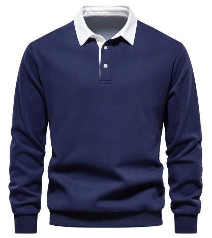 Men’s Casual Polo Collar Sweater – Soft Breathable Lightweight Knit Pullover, 9 Colors, S–2XL