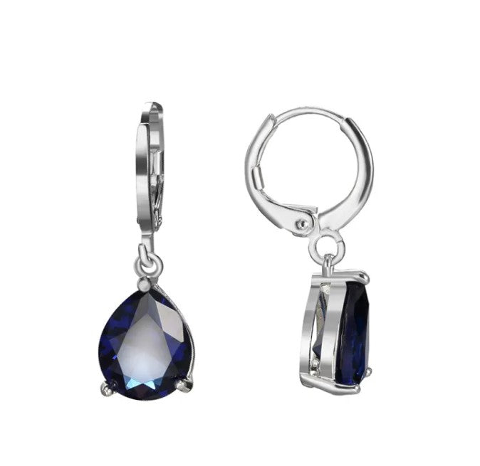 Women’s Emerald Zircon Blue Earrings – Elegant Gemstone-Style Statement Jewelry
