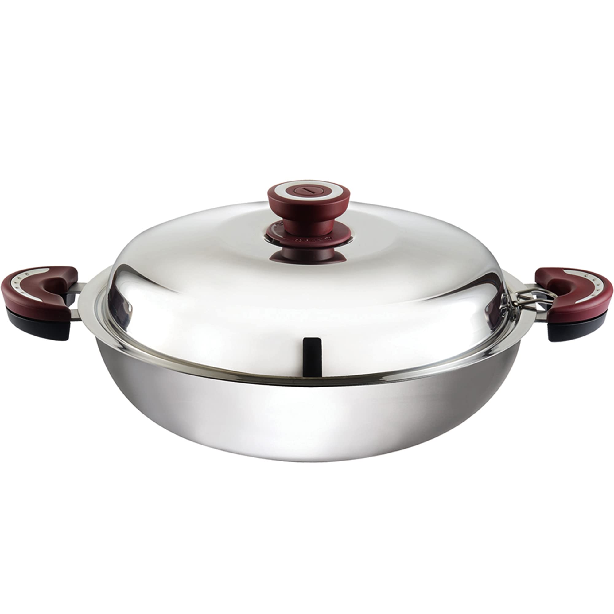 BUFFALO Clad Stainless Steel Wok Pan – 13-Inch Tri-Ply Nonstick Stir-Fry Pan with Lid