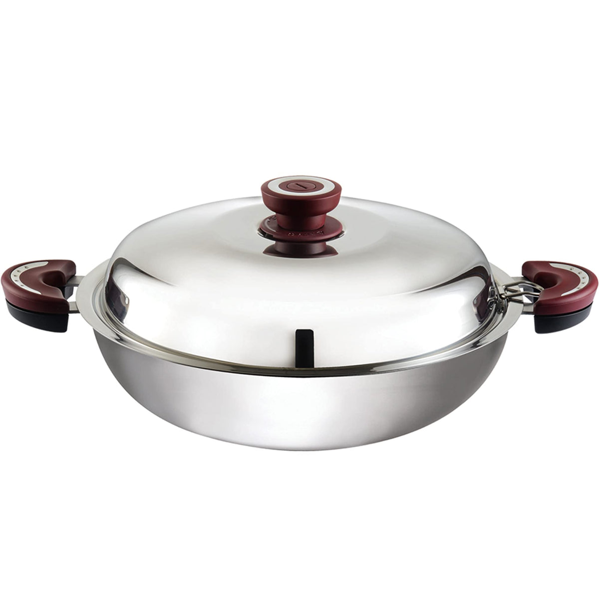 BUFFALO Clad Stainless Steel Wok Pan – 13-Inch Tri-Ply Nonstick Stir-Fry Pan with Lid