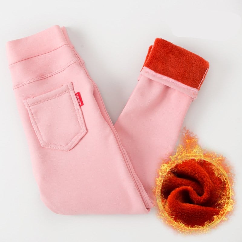 Girls’ Winter Fleece-Lined Leggings – High-Waist Warm Korean-Style Kids Leggings, 7 Colors, 100–150cm