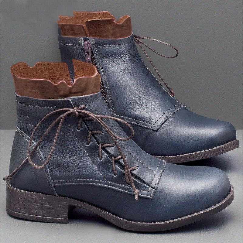 Vintage Lace Low Heel Boots