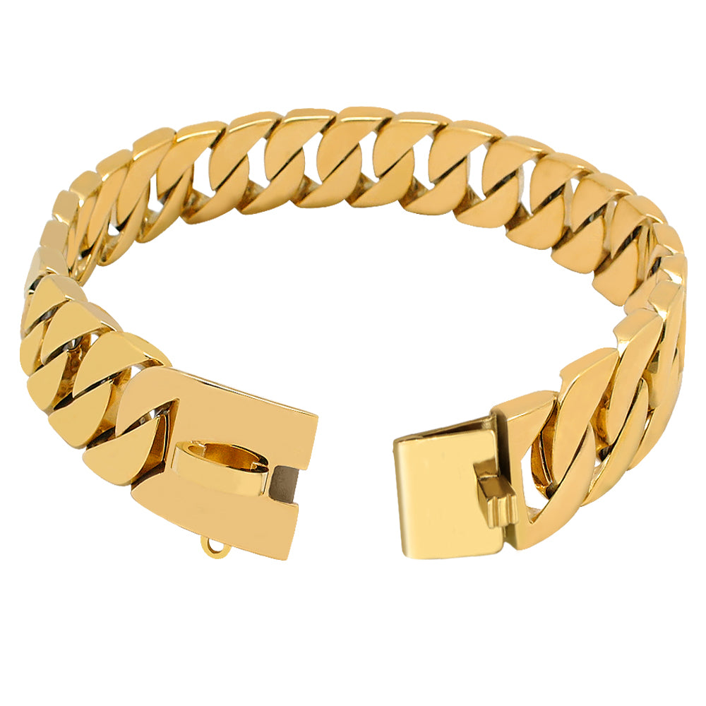 Premium Stainless Steel Dog Chain Collar – Gold & Silver Heavy-Duty Pet Necklace